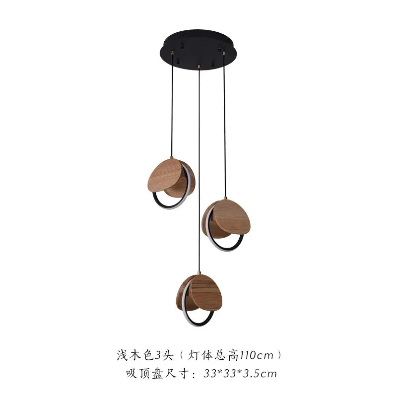Afralia™ Solid Wood Pendant Light: Creative Art LED Lighting for Kitchen, Restaurant, and Home Decor