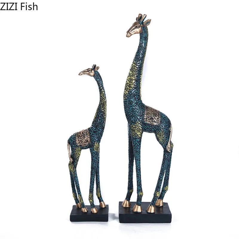 Afralia™ Giraffe Resin Statue Ornament Desk Decoration Room Aesthetic Decor