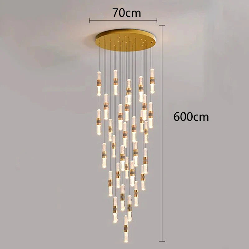 Afralia™ Crystal Chandelier Stair Pendant Lamp Living Room Pendant Lights Interior Lighting