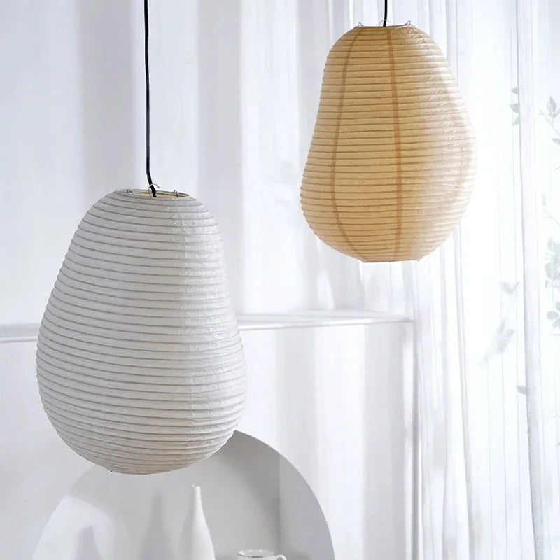 Afralia™ Japanese Rice Paper Pendant LED Lamp for Cozy Living and Dining Spaces