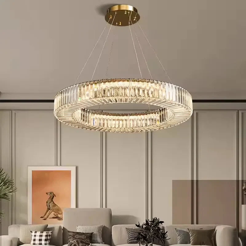 Afralia™ Elegant Crystal Chandelier LED Pendant Light for Home Décor