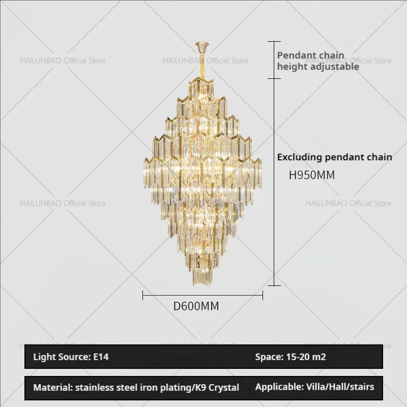 Afralia™ Crystal Chandelier: Modern Simple Luxury for Duplex Villa & Loft