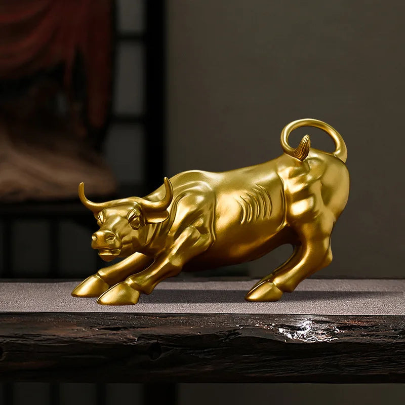 Afralia™ Bull of Fortune Resin Sculpture for Office Desk Feng Shui Decoration