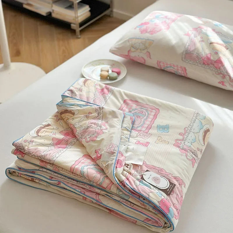 Afralia™ Children Cartoon Summer Cooling Quilt - Double Bed Breathable Thin Blanket Duvet