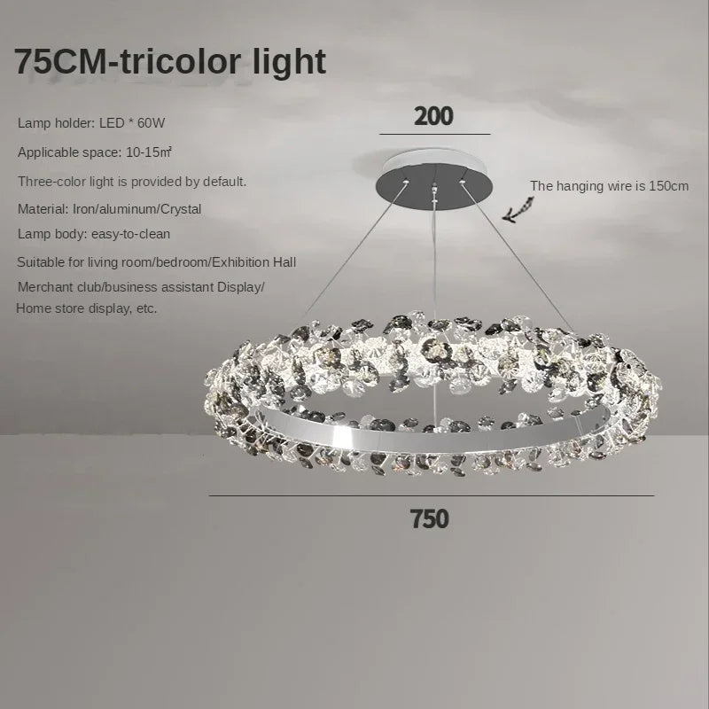 Afralia™ Sun Flower Crystal LED Ring Pendant Chandelier - Luxury Nordic Ceiling Light