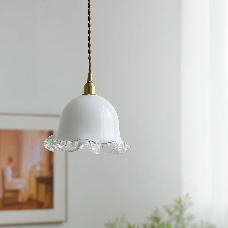 Afralia™ Copper Glass Chandelier LED Pendant Lights for Dining Room Bedroom Bar