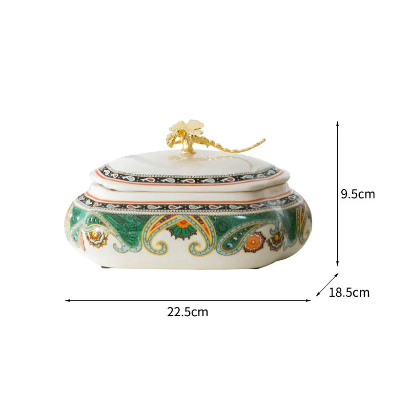 Afralia™ Floral Pattern Ceramic Jewelry Box Candy Pots Aroma Can