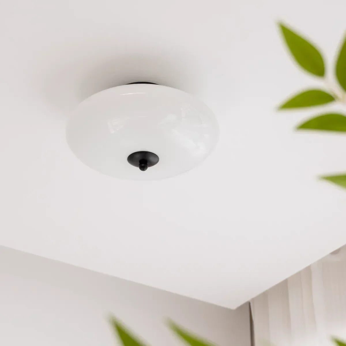 Afralia™ Cream White Glass Ceiling Lamp | LED Bauhaus Dining Room Decor