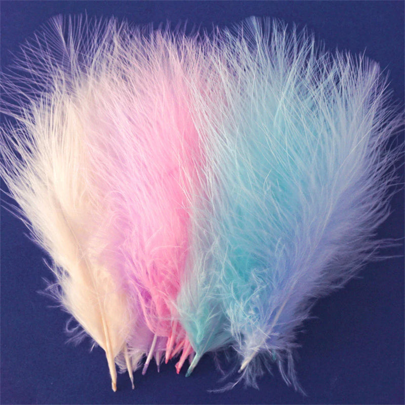 Afralia™ Woolly Hairs Turkey Feather Pheasant White Colorful Feathers for Crafts.