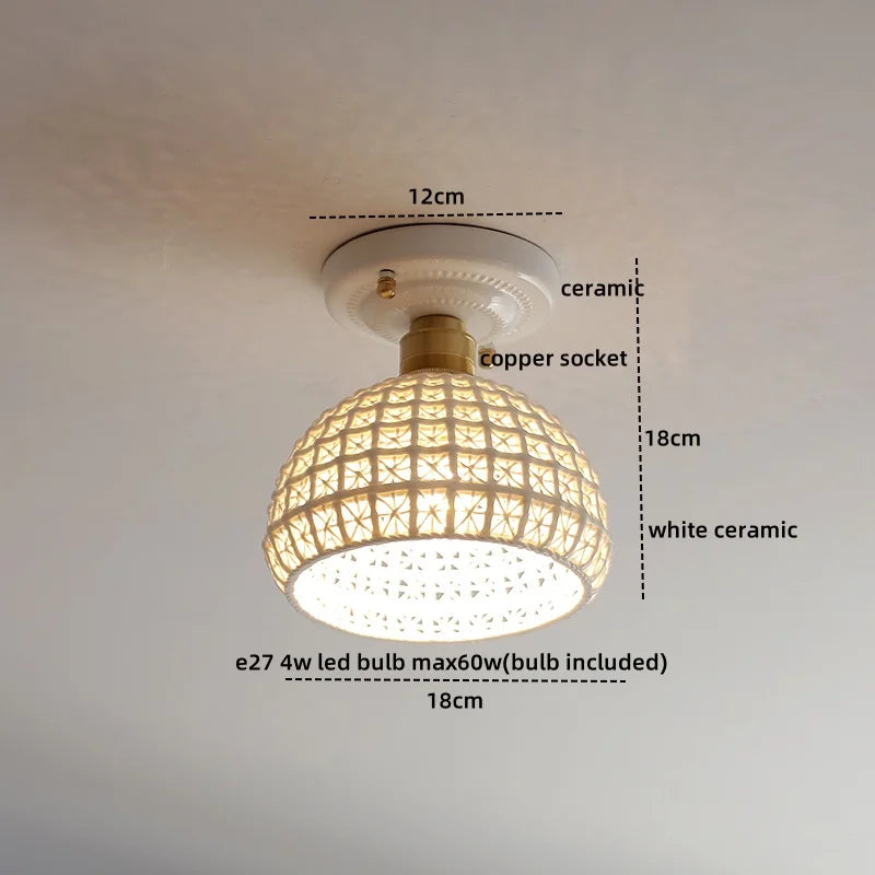Afralia™ Ceramic LED Ceiling Lights: Modern Hollow Design for Living Room, Aisle, Balcony