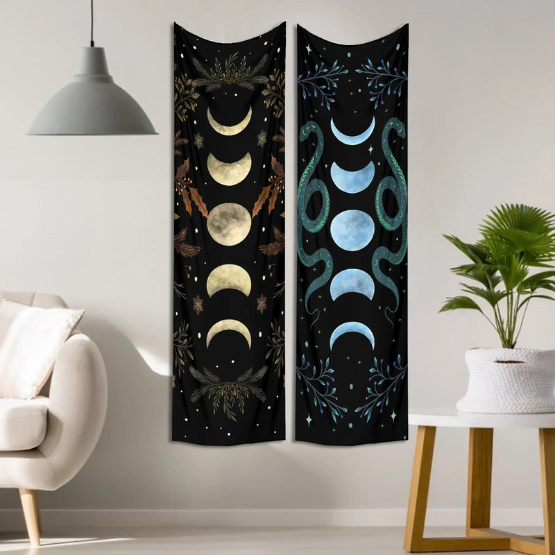 Moon Phase & Moth Tapestry Wall Hanging for Bohemian Home Decor by Afralia™