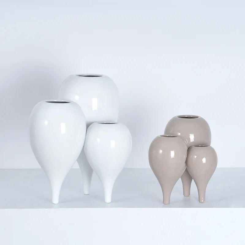 Afralia™ Ceramic Bubble Vase Set - Abstract Handcrafted Flower Arranger Home Decor