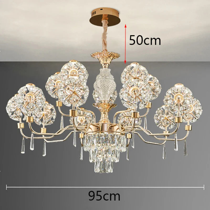 Afralia™ Crystal Chandelier Pendant Light for Luxury Living Room and Bedroom Decor