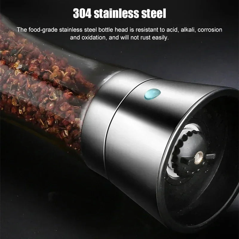 Afralia™ Stainless Steel Spice Mill Shakers with Condiment Container