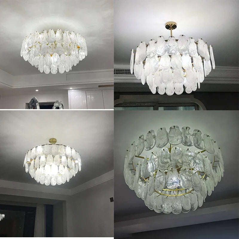 Afralia™ Modern Frosted Glass Ceiling Chandelier Hanging Light Pendant Lamp for Living Room Decor