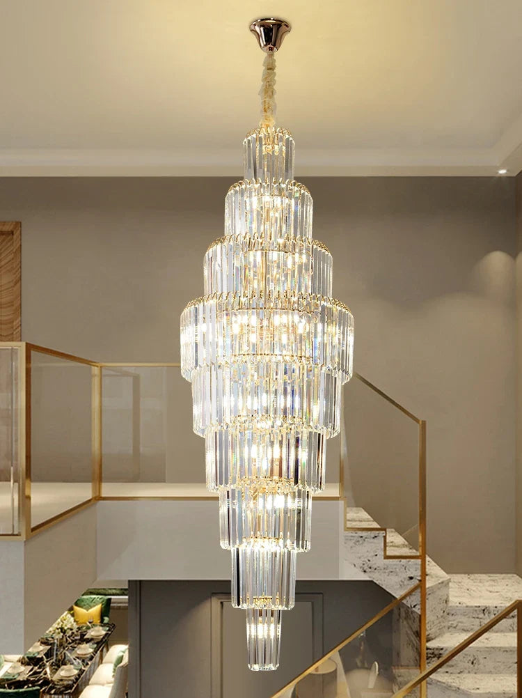 Afralia™ Crystal Pendant Chandelier for Hotel Lobby - Luxury Hollow Design - Nordic Villa Style