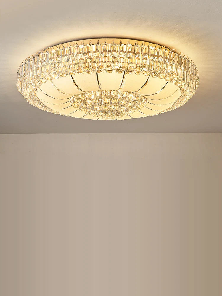 Afralia™ Gold Chrome Crystal LED Ceiling Chandelier for Living Room