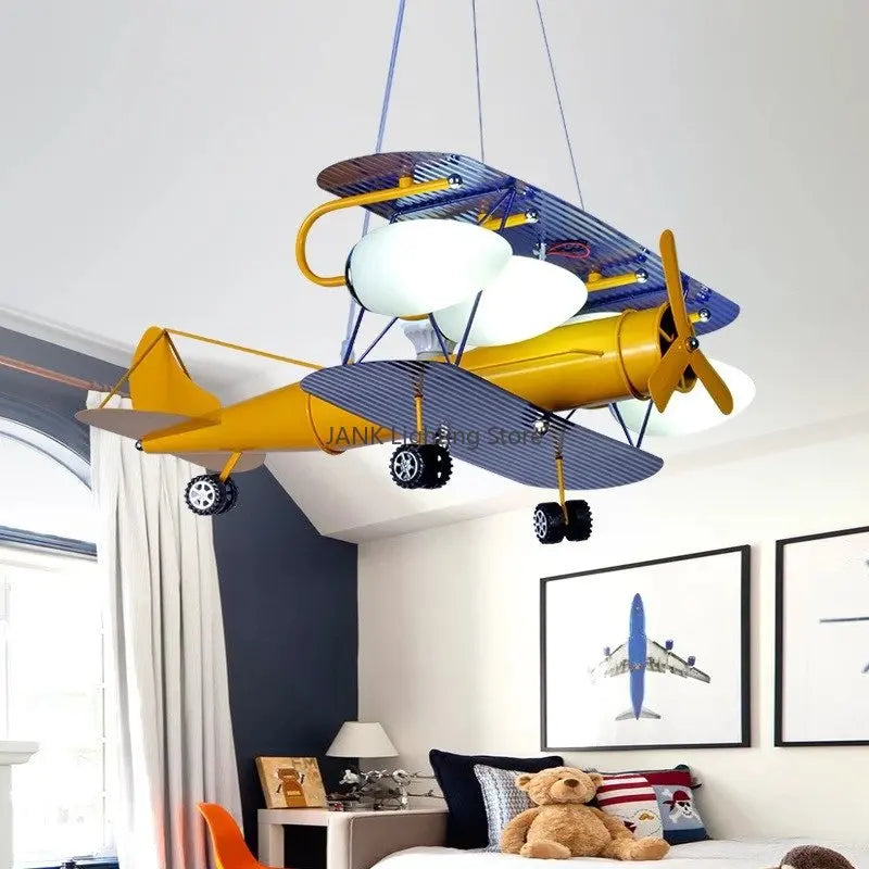 Afralia™ Airplane Kids LED Chandelier: Eye-Friendly Baby Boy Room Lighting for Environmental Decor.