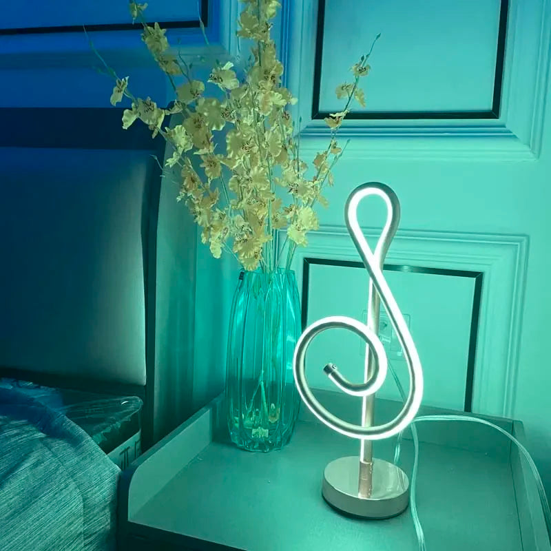 Afralia™ Musical Note RGB LED Night Light Desk Lamp