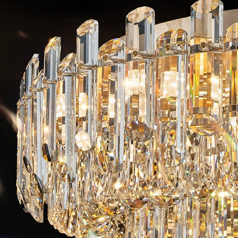 Afralia™ Nordic Crystal Chandelier LED Round Light for Living Bedroom Dining Room
