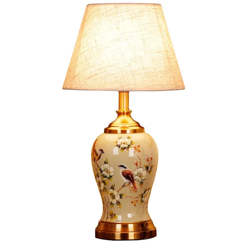 Afralia™ Chinese Ceramic Table Lamp for Living Room, Bedroom, and Study Room