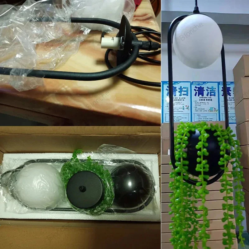 Afralia™ Nordic Plant Pendant Lights for Dining Room Home Decor - LED Hanging Flower Lamp