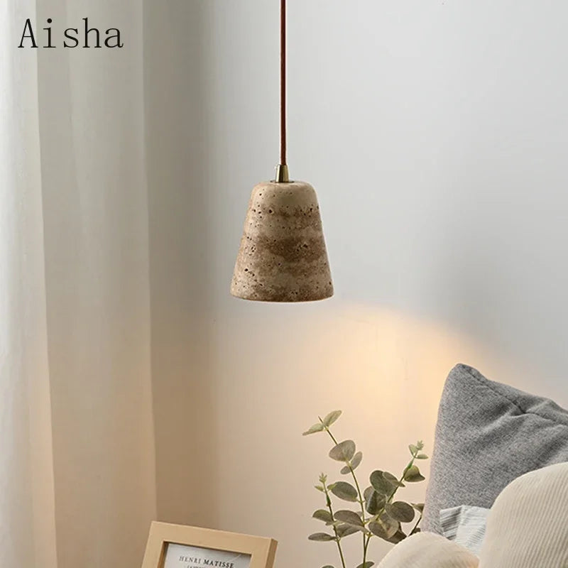 Afralia™ Nordic Yellow Stone Pendant Lamp - LED Lighting for Home, Restaurant, Bar