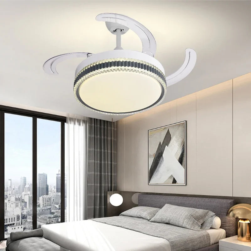 Afralia™ LED Bladeless Ceiling Fan Chandelier for Modern Smart Home Decor