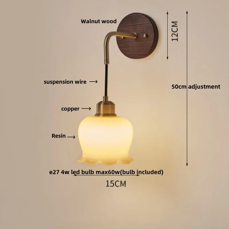 Afralia™ Nordic Walnut Wood LED Wall Lamp for Modern Living Spaces