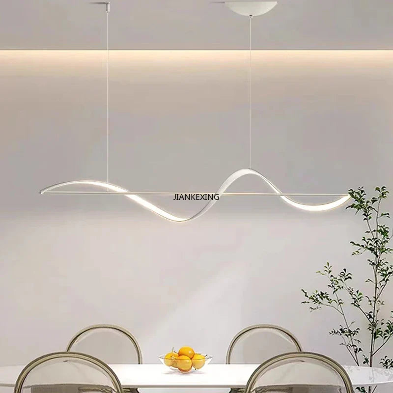 Afralia™ Minimalist Strip LED Pendant Lights for Living Room Dining Room Kitchen Decor