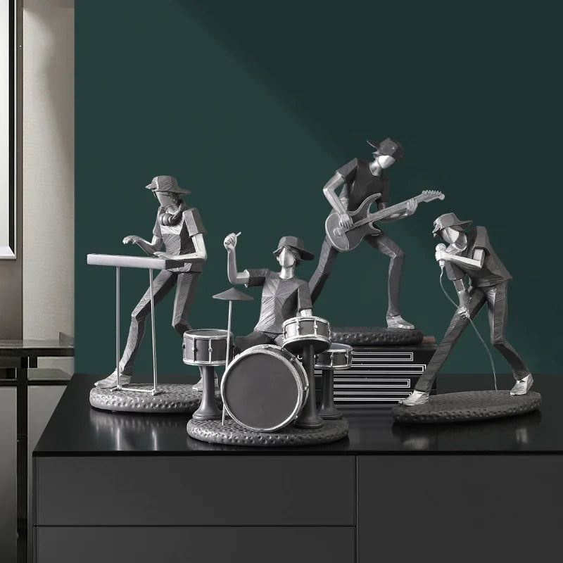 Afralia™ Rock Band Resin Ornament, Music Decor, Office Statue, Bookcase Sculpture