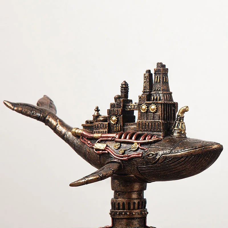 Afralia™ Steam Punk Whale Boat Figurine Retro American Style Decor Object