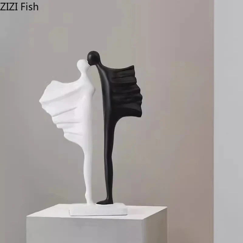 Afralia™ Abstract Lovers Resin Sculpture Modern Decor Ornaments - Couple Figures Statue