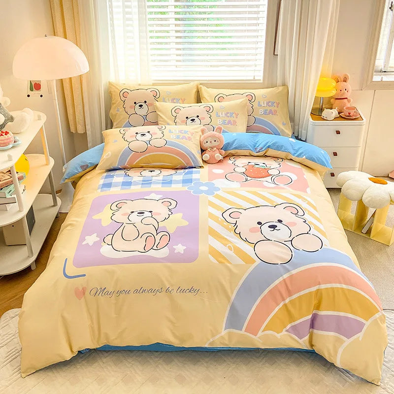 Afralia™ Flower Single Double Bedding Set Full Size Cotton Duvet Cover High Quality Quilt Cover Set