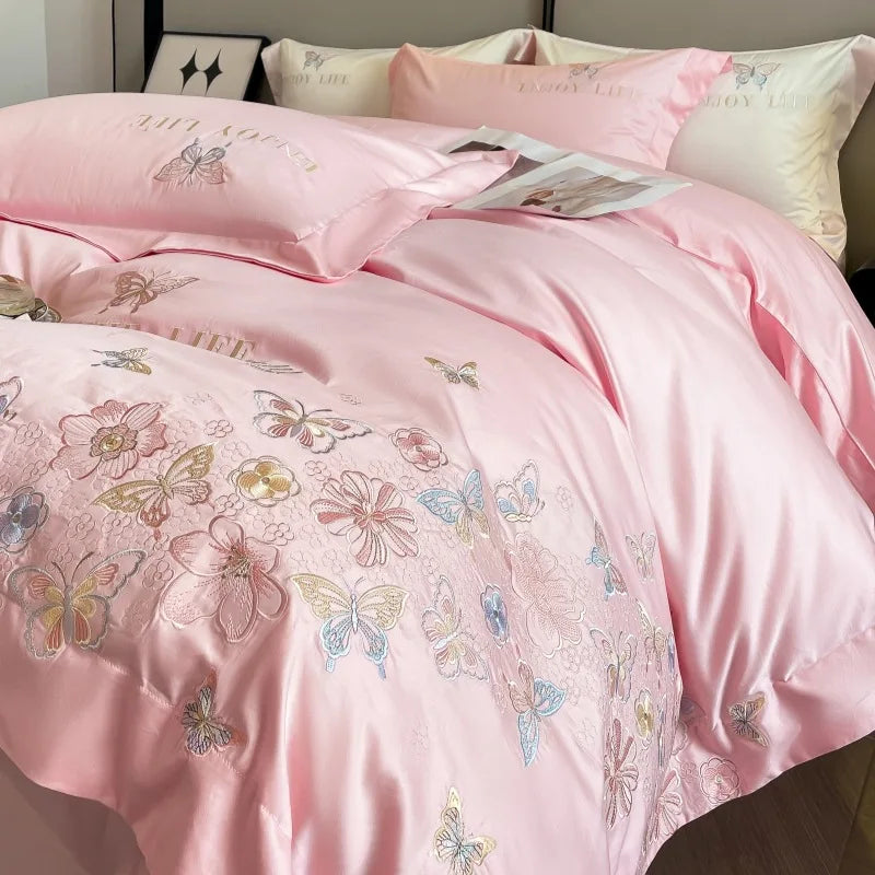 Afralia™ Chic Embroidered Cotton Bedding Set for Luxurious Home Décor