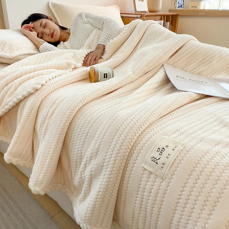 Afralia™ Double Sided Jacquard Milk Velvet Blanket - Winter Warm Sofa Cover