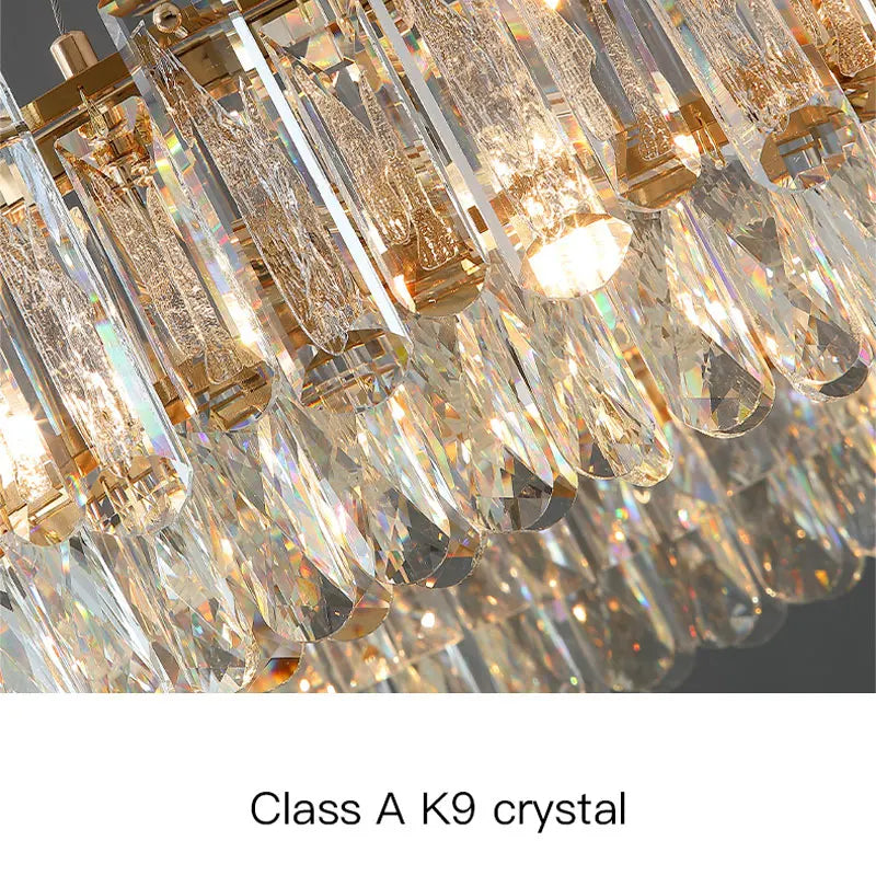 Afralia™ Gold Round/Oval Crystal Chandelier for Living & Dining Room