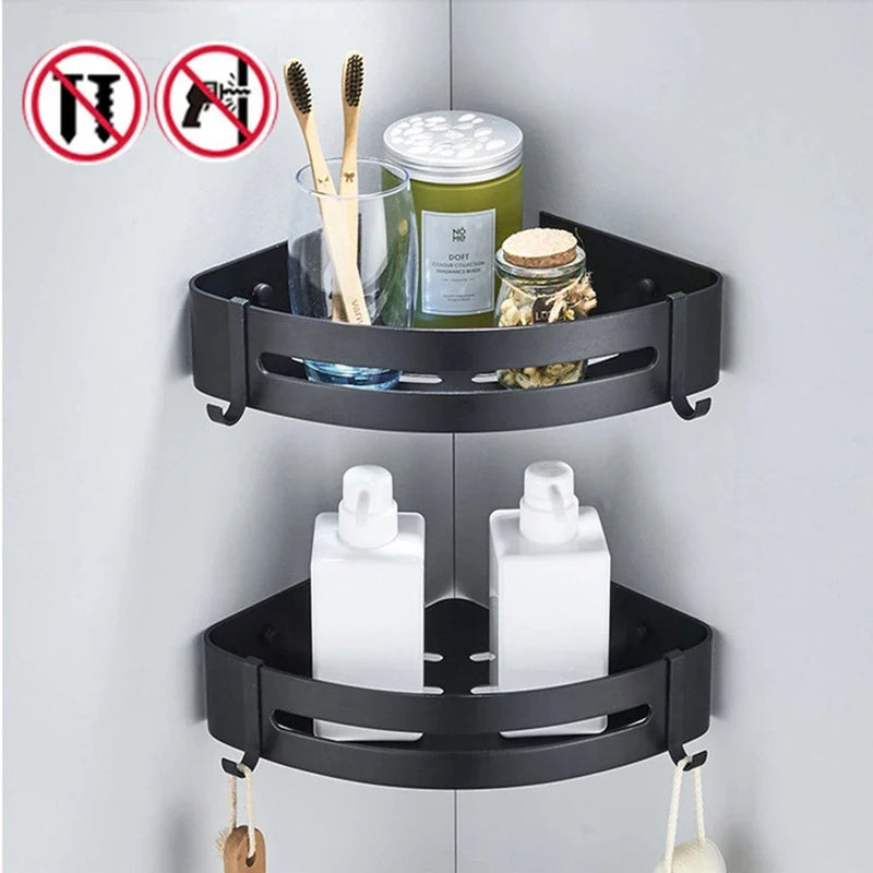 Afralia™ Triangle Corner Shower Caddy with Hook for Kitchen & Bathroom Accessories