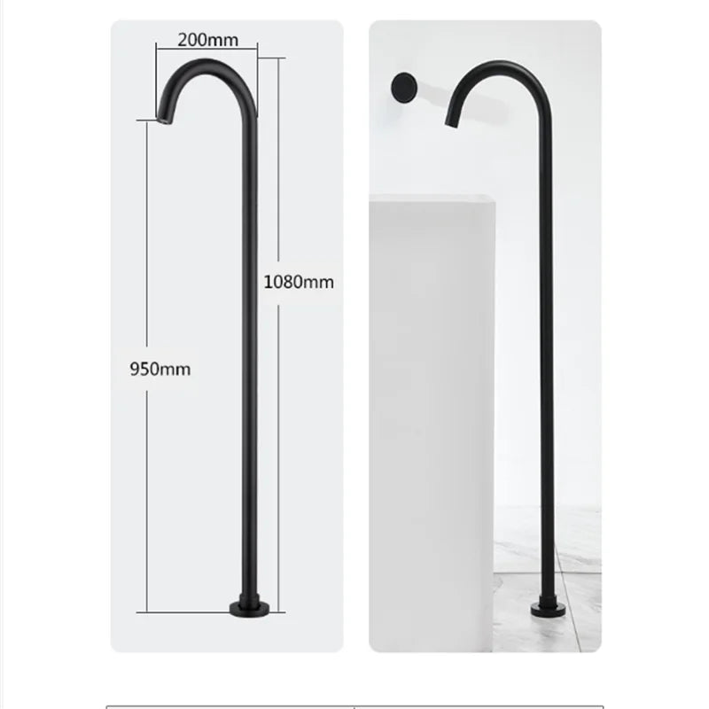Afralia™ Brushed Gold Black Floor Mounted Bathtub Shower Faucet