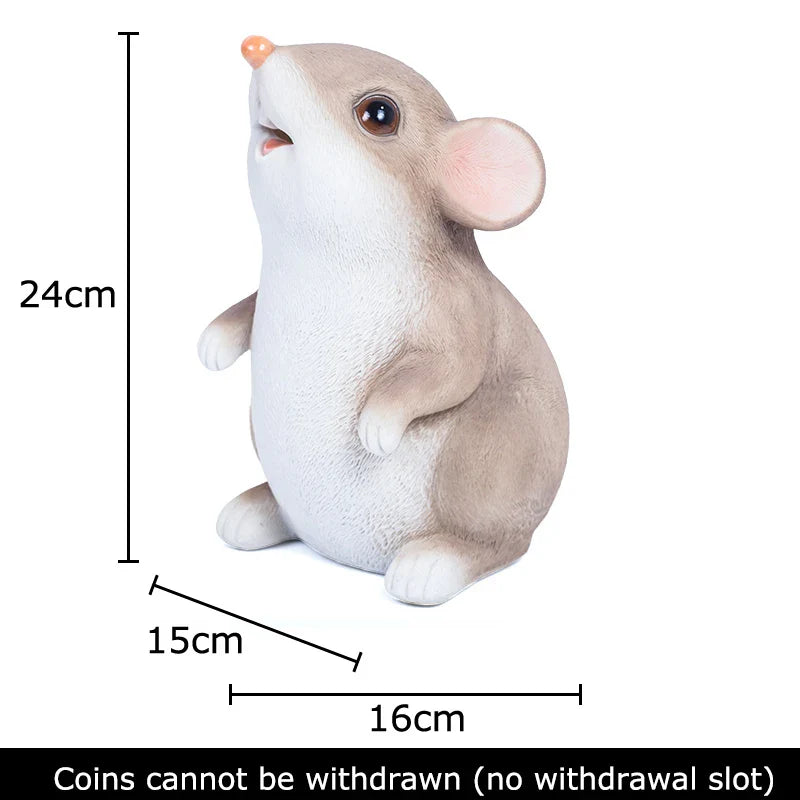 Afralia™ Mouse Piggy Bank Resin Sculpture Decor Ornaments Aesthetic Room Decoration