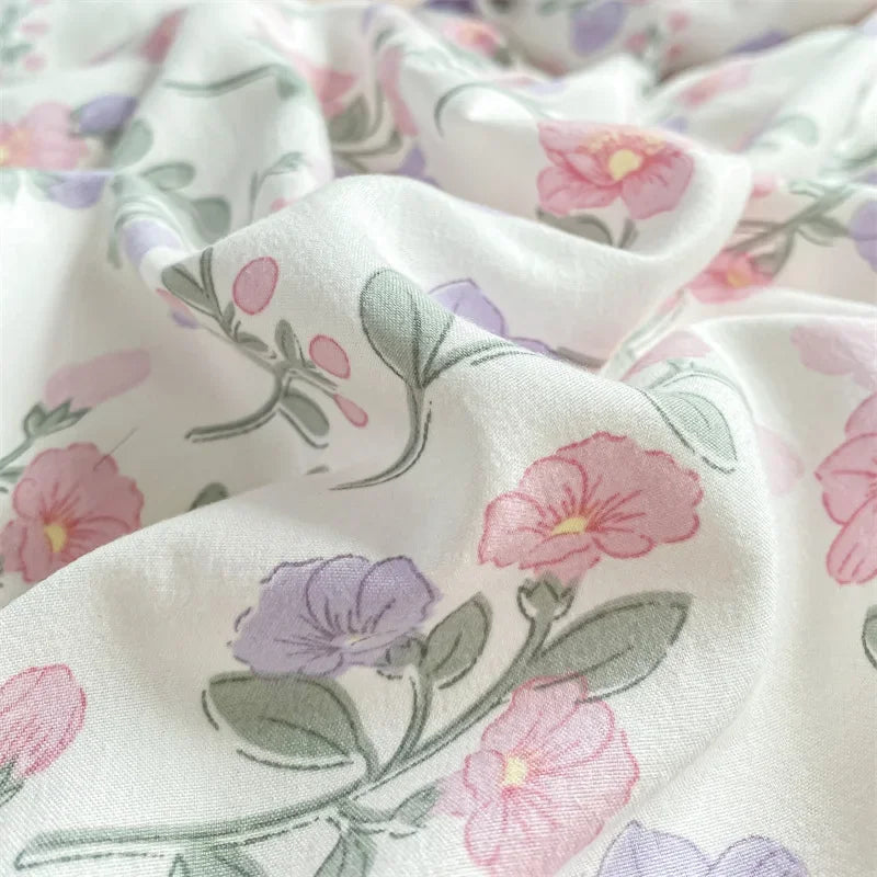 Afralia™ Double Layer Yarn Cozy Bed Sheet Set - High-Quality Washed Cotton Printed Bedding