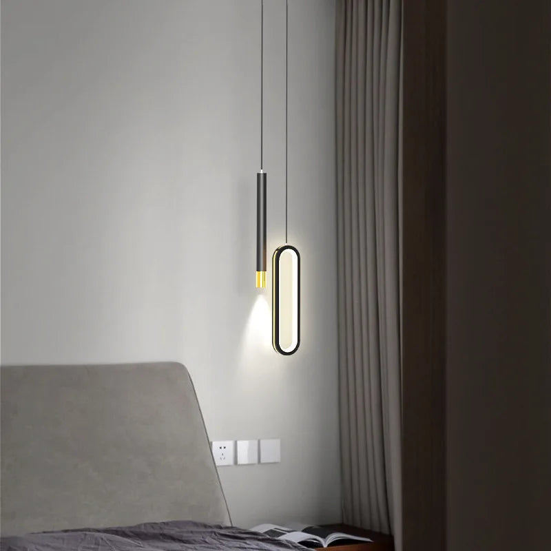 Afralia™ Black Pendant Lamps: Modern Bedroom Lighting with Long Cable