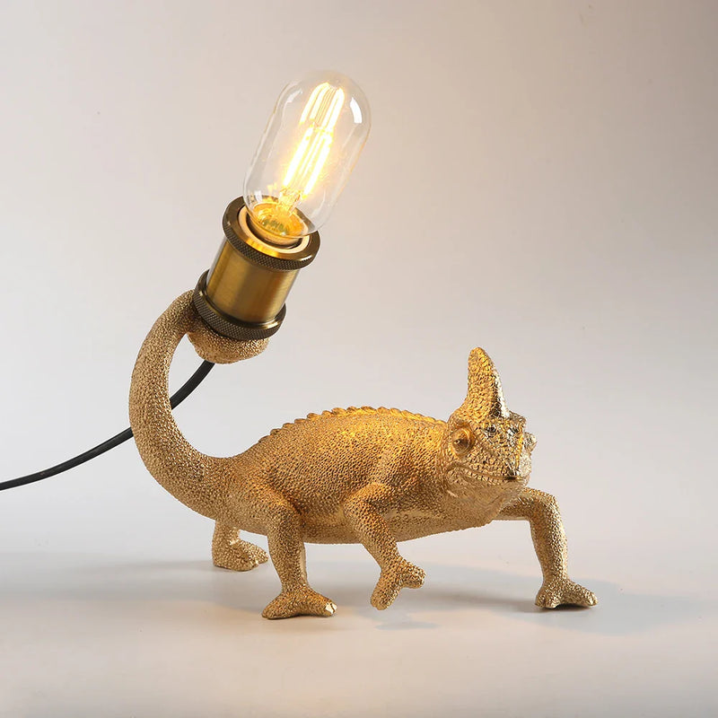 Resin Lizard Night Light Afralia™ Chameleon Table Lamp LED Desk Lamp Decor