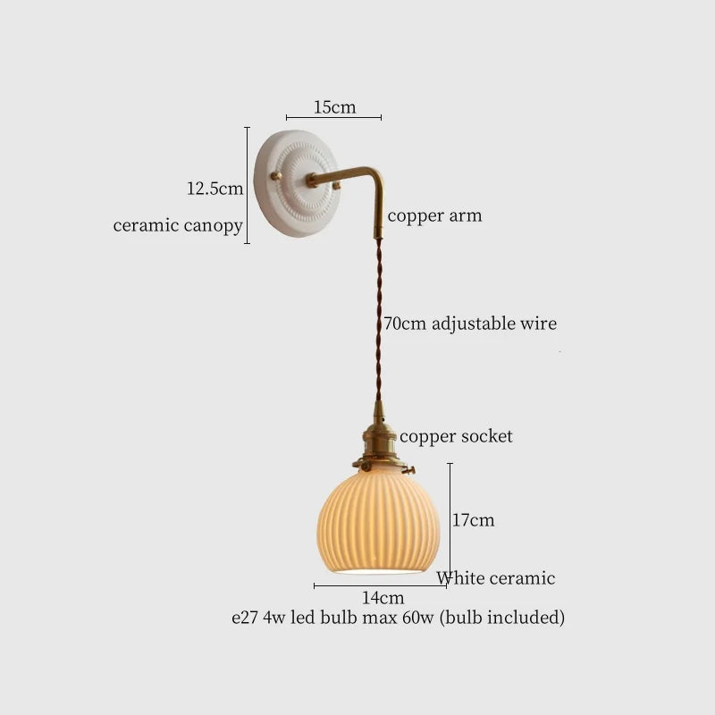 Afralia™ Polka Dot Ceramic LED Wall Lamp Adjustable Wire Interior Wall Sconces