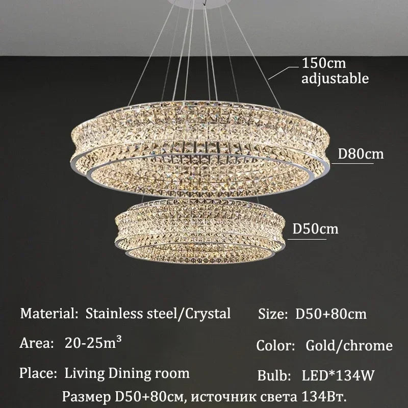 Afralia™ Crystal Chandeliers LED Lighting for Home Living Dining Room Decor