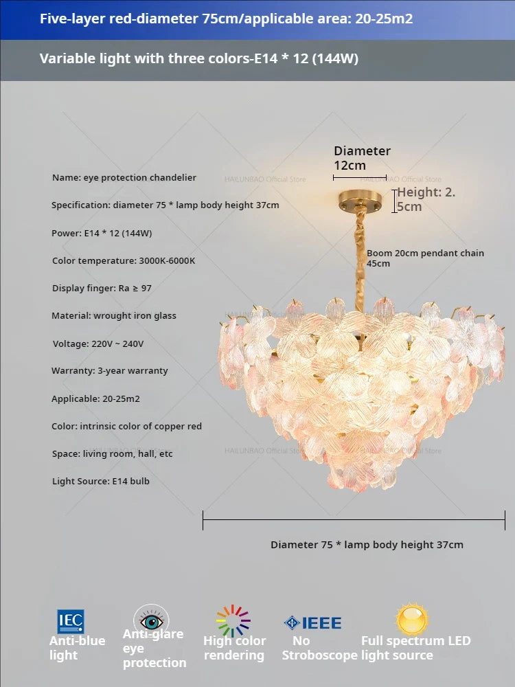 Afralia™ Glass Flower Princess Room LightLux Postmodern French Cream Wind Lamp