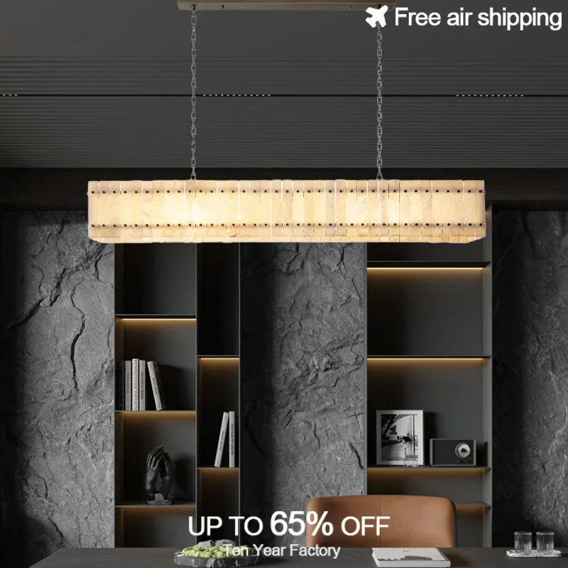 Afralia™ Marble LED Chandelier Ceiling Light Dimmable Fixture for Living Room