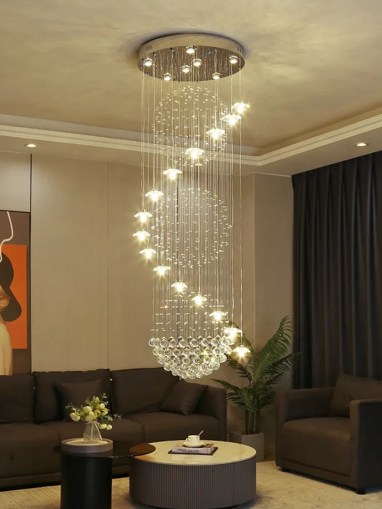 Afralia™ Spiral Long Chandelier: Modern Nordic Loft Staircase Pendant Lamp