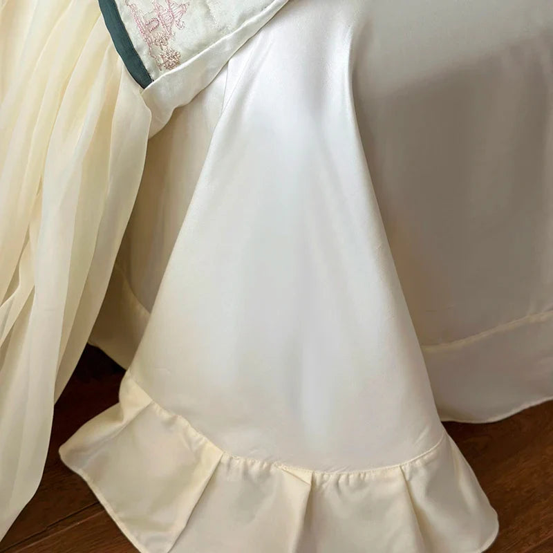 Afralia™ French Princess Lace Ruffles Bedding Set with Soft Silky Touch