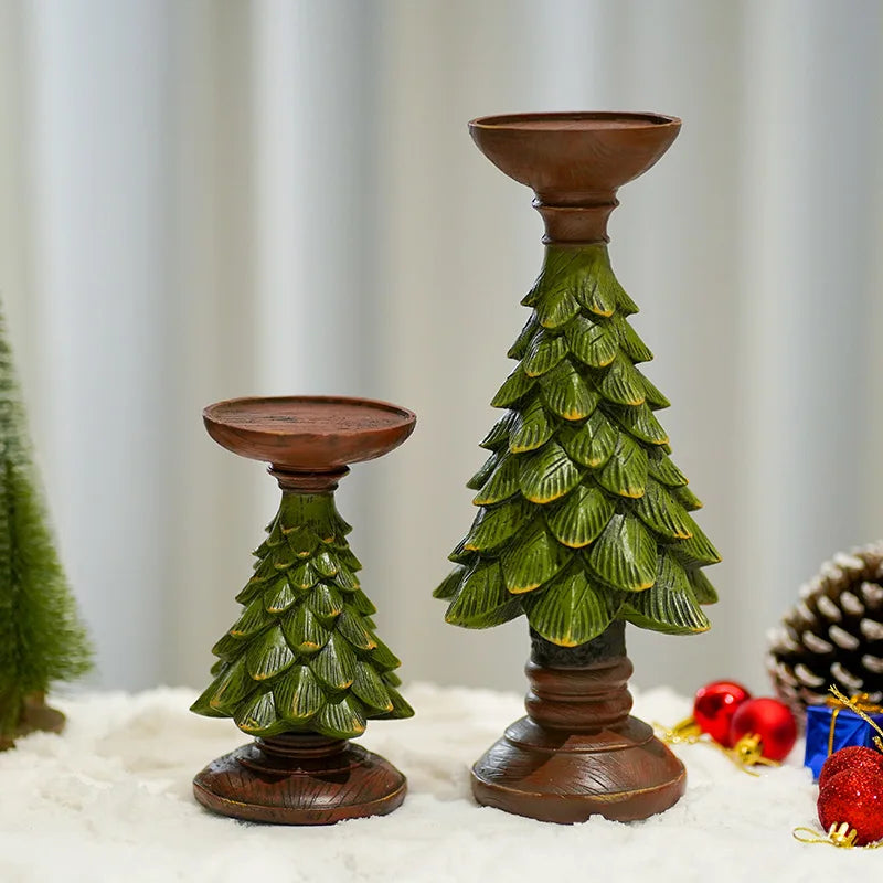 Afralia™ Christmas Tree Candle Holder: Festive Tabletop Decor Figurine